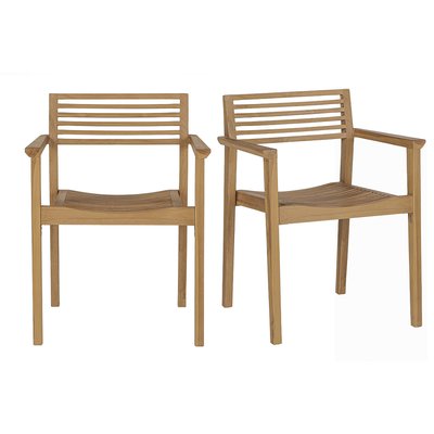 Chaises de jardin empilables en bois teck massif (lot de 2) KAYU MILIBOO