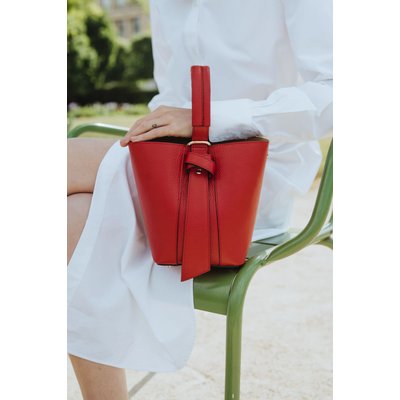 Sac seau et pochette en cuir grainé BIRDIE OH MY BAG