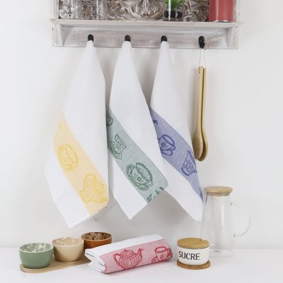 Lot de 12 torchons coton nid d'abeille REBECCA LINANDELLE