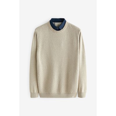 Pull ras du cou en maille faux col de chemise NEXT