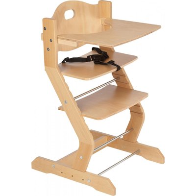Chaise haute avec plateau en bois naturel TISSI