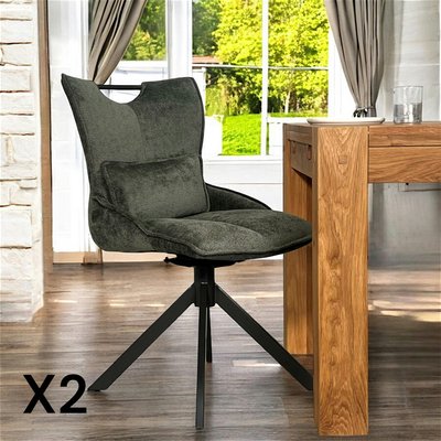 Chaise pivotante coussin et poignée tissu vert (lot de 2) IENA PIER IMPORT