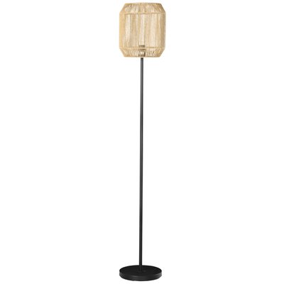 Lampadaire aspect cannage style cosy H.158 cm noir beige HOMCOM