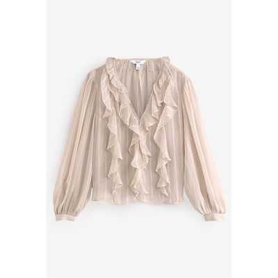 Chemisier transparent avec perles et volants NEXT
