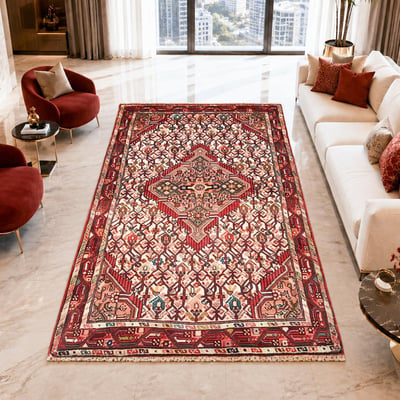 Tapis d'orient, motif oriental noué main en laine, HAMADAN 11 UN AMOUR DE TAPIS