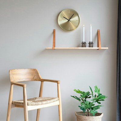 Etagère murale en bois et cuir brun 80 cm TALLINN PIER IMPORT