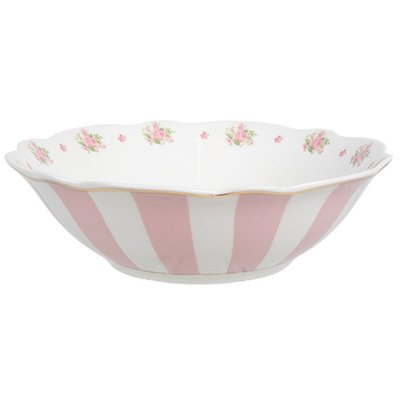 Assiette creuse en porcelaine blanche motif fleuri roses 15x15x5cm WADIGA