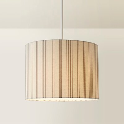 Large Natural Striped Detail Linen Drum Shade SO'HOME