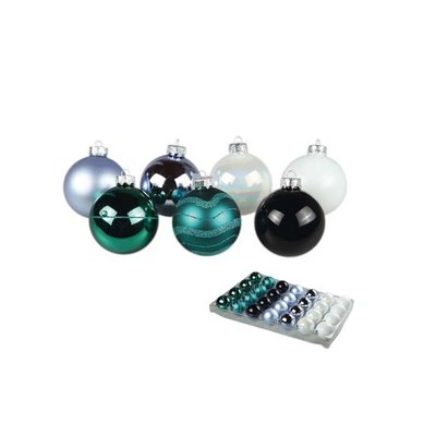 Lot 28 Boules de noel en verre decore DOUCEUR D'INTÉRIEUR