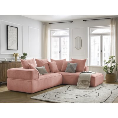 Canapé d'angle fixe 4 places en tissu lisse, WHESLEY BOBOCHIC