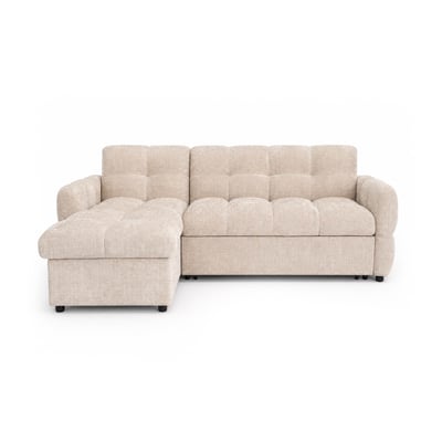 Canapé d'angle convertible velours texturé, OCTAVE LISA DESIGN