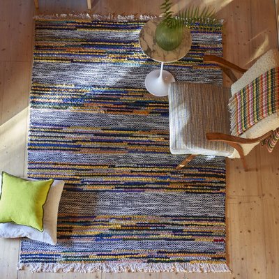 Tapis salon et chambre tissé en coton motif ethnique ZANSHI UN AMOUR DE TAPIS