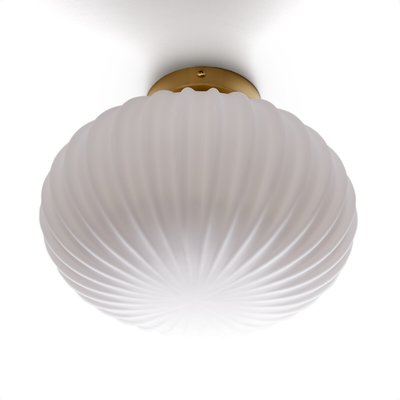 Plafonnier laiton et verre opaline, Amia LA REDOUTE INTERIEURS