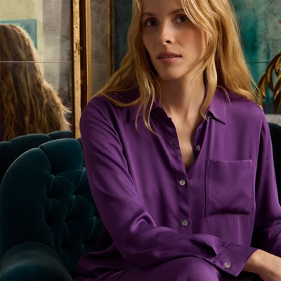 Pyjama col classique en satin SILLAGE LAURENCE TAVERNIER