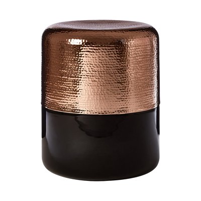 Hammered Copper Aluminium Side Table with Black Glass SO'HOME