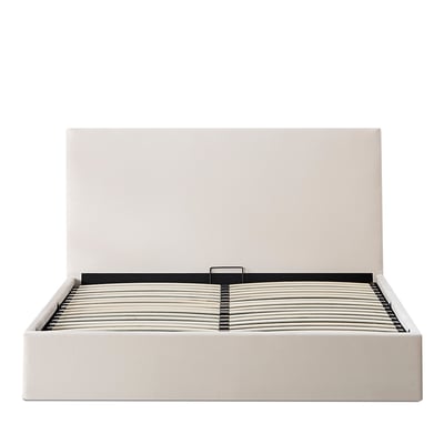 Lit Coffre Velours Beige NÉMÉSIS OLYMPE LITERIE