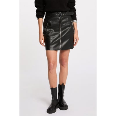 Jupe Courte Noire En Simili Cuir - Taille M, Très Bon état, Longueur 43 Cm