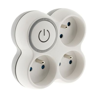 Multiprise Triplite Façade 3 X 16a + Interrupteur Gris Et Blanc ZENITECH