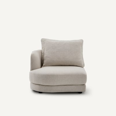 Mezzo divano sinistro, arrotondato, modulare in tessuto effetto tweed, TIBERIO AM.PM