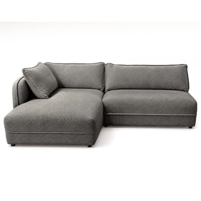 Canapé d'angle gauche 5 places en tissu bouclette, LUCIEN BEST MOBILIER