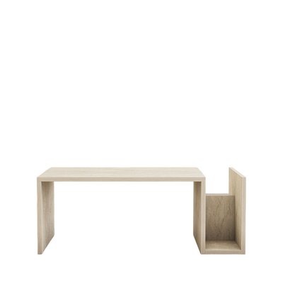 Table basse avec porte magazines effet travertin- MAX DRAWER
