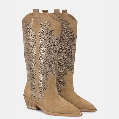 Bottes plates avec dentelle et strass ALMA EN PENA