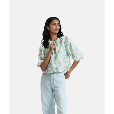 Blouse col rond manches bouffantes imprimé floral  LA REDOUTE COLLECTIONS