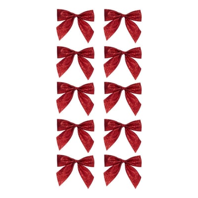 Lot de 10 nœuds de sapin mini pailletés or FEERIC LIGHTS & CHRISTMAS