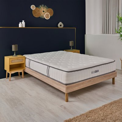 Matelas ressorts ensachés et mémoire de forme 23cm BLEU CALIN