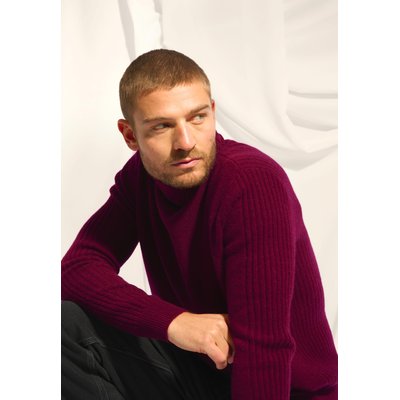 NOI pull col roulé bordeaux en cachemire JUST CASHMERE