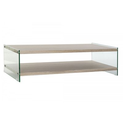 Table Basse Moderne Bois MDF et Verre Trempé - 130x65x35.5cm WADIGA