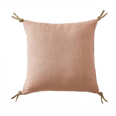 Coussin carré déhoussable 45x45 cm Lin Rosalie Vieux Rose EDEN