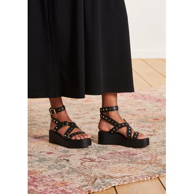 Sandales en cuir avec plateforme cloutées LA FEE MARABOUTEE