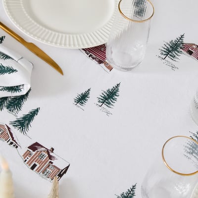 Toalha de mesa estampada, algodão lavado, SNOW COUNTRY LA REDOUTE INTERIEURS