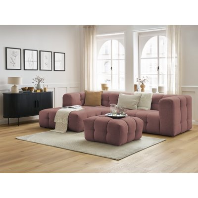 Canapé d'angle fixe 3 places en tissu avec pouf, CLOUD BOBOCHIC