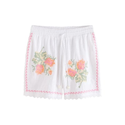 Short à fleurs brodées et surpiqûres NEXT