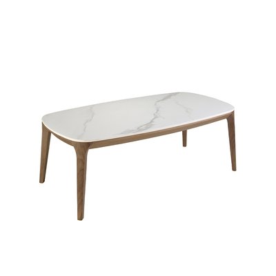 Table ovale en marbre et noyer ANGEL CERDA
