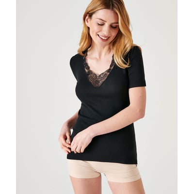 Tee-shirt col dentelle Thermolactyl Fancy Degré 4 DAMART