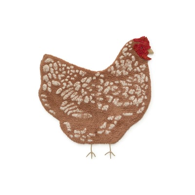 Tapis enfant lavable en coton Poule GROWING UP ON A FARM LORENA CANALS