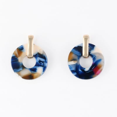 Boucles d'oreilles disques en résine bleue BALABOOSTE