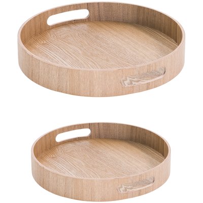 Set De 2 Plateaux Ronds - 35,5 Cm Et 40,5 Cm - Naturel TABLE PASSION