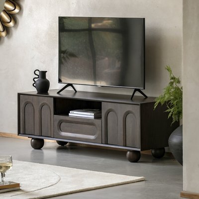 Akron Arch Mango Wood Media Unit with Ball Feet SO'HOME