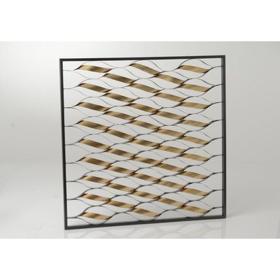 Décoration murale Spirales dorées dans cadre noir métal 90x90cm PIER IMPORT