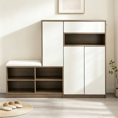 Meuble à chaussures avec banc et rangements, PORCH-B MEUBLES COSY