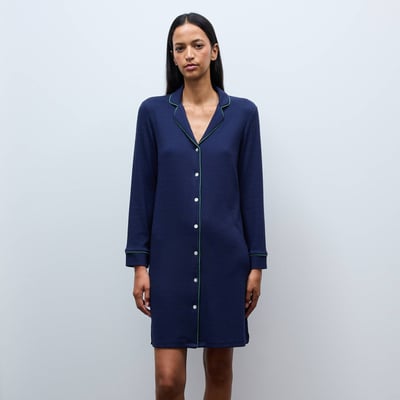 Chemise de nuit manches longues en modal et coton MONOPRIX
