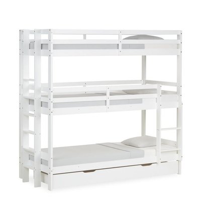 Lit superposé triple 90x200 avec matelas HOMESTYLE4U