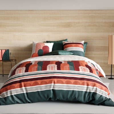 Parure de lit en 100% coton à motifs avec housse de couette + taie d’oreiller EDEN