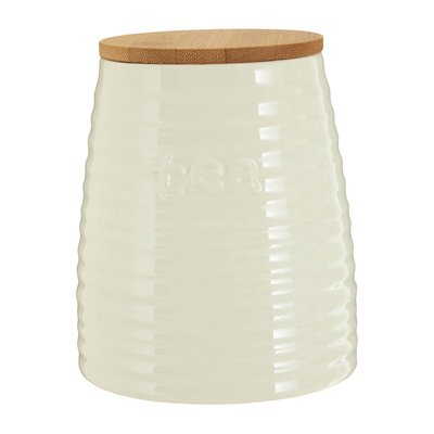 Tea Canister in Cream Dolomite with Bamboo Lid SO'HOME