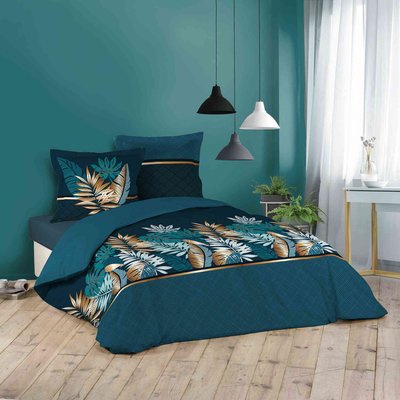 Parure de lit coton ALIANOR bleu DOUCEUR D'INTÉRIEUR