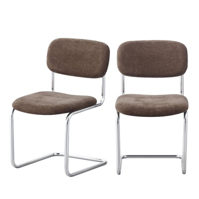 Lot de 2 chaises en tissu pieds chrome - MARCEL DRAWER